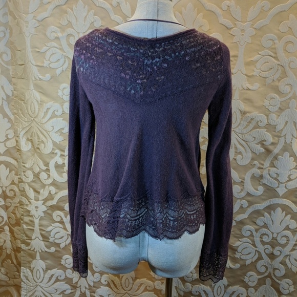 Free People purple scoop neck wool sweater S - Picture 6 of 8